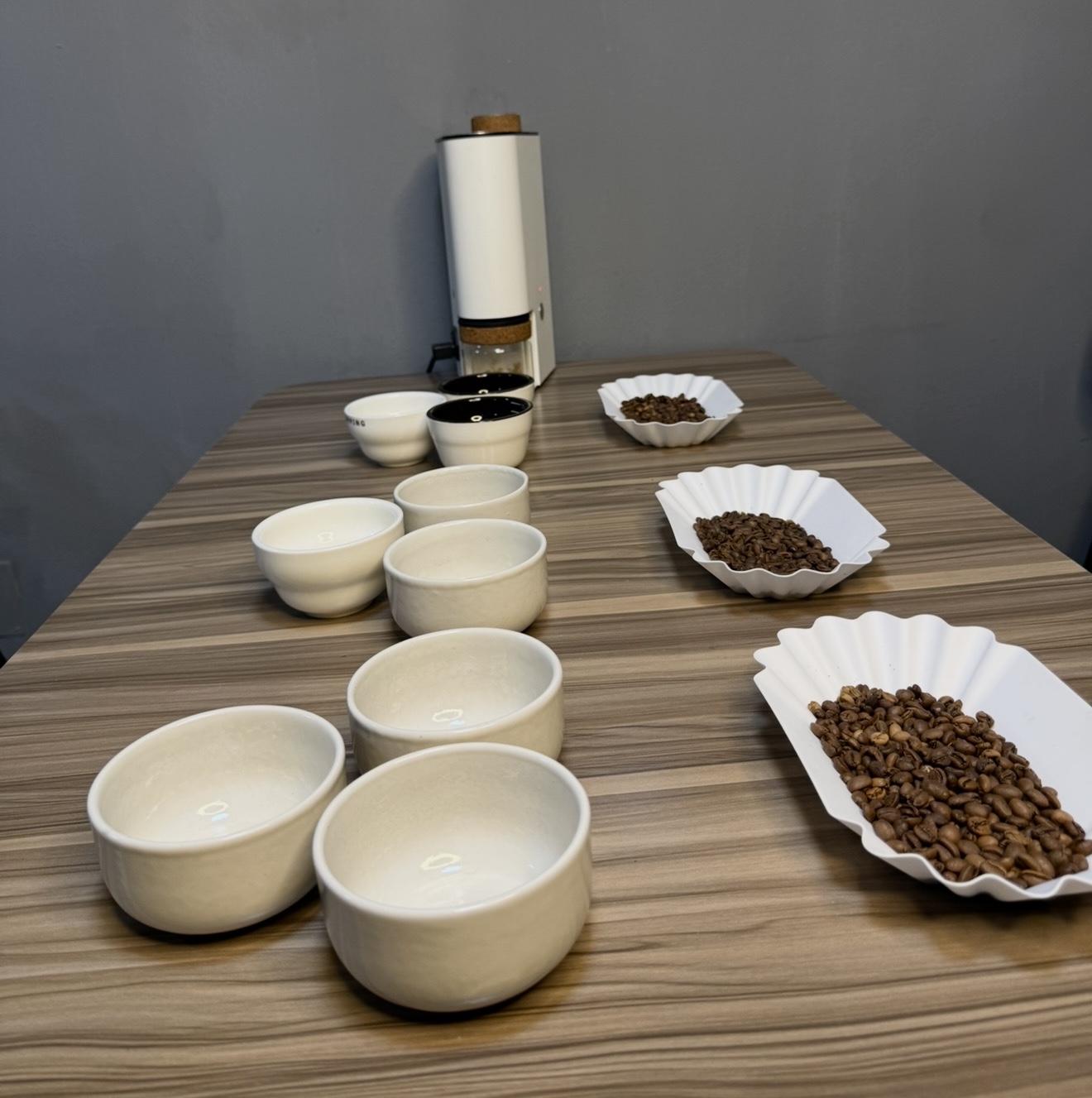 Cupping bowls and roast samples